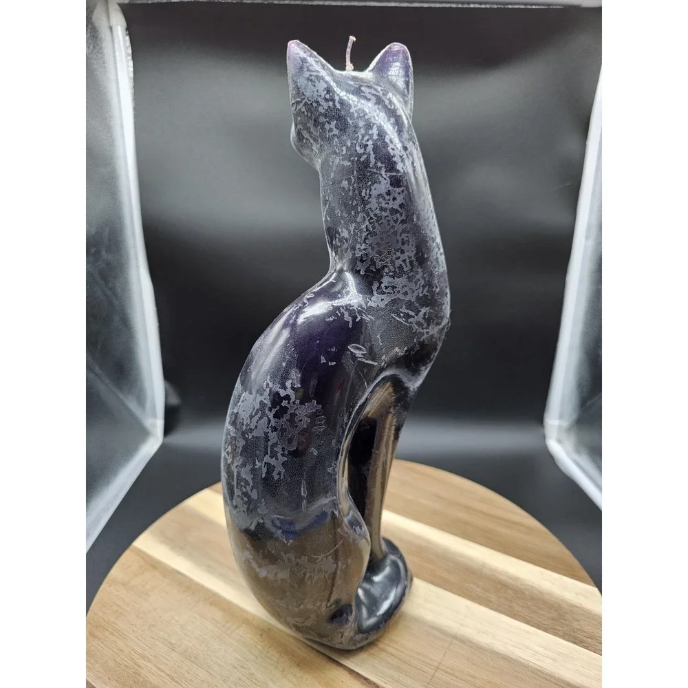 Vintage MCM Standing‎ Purple Cat Candle ~ Halloween